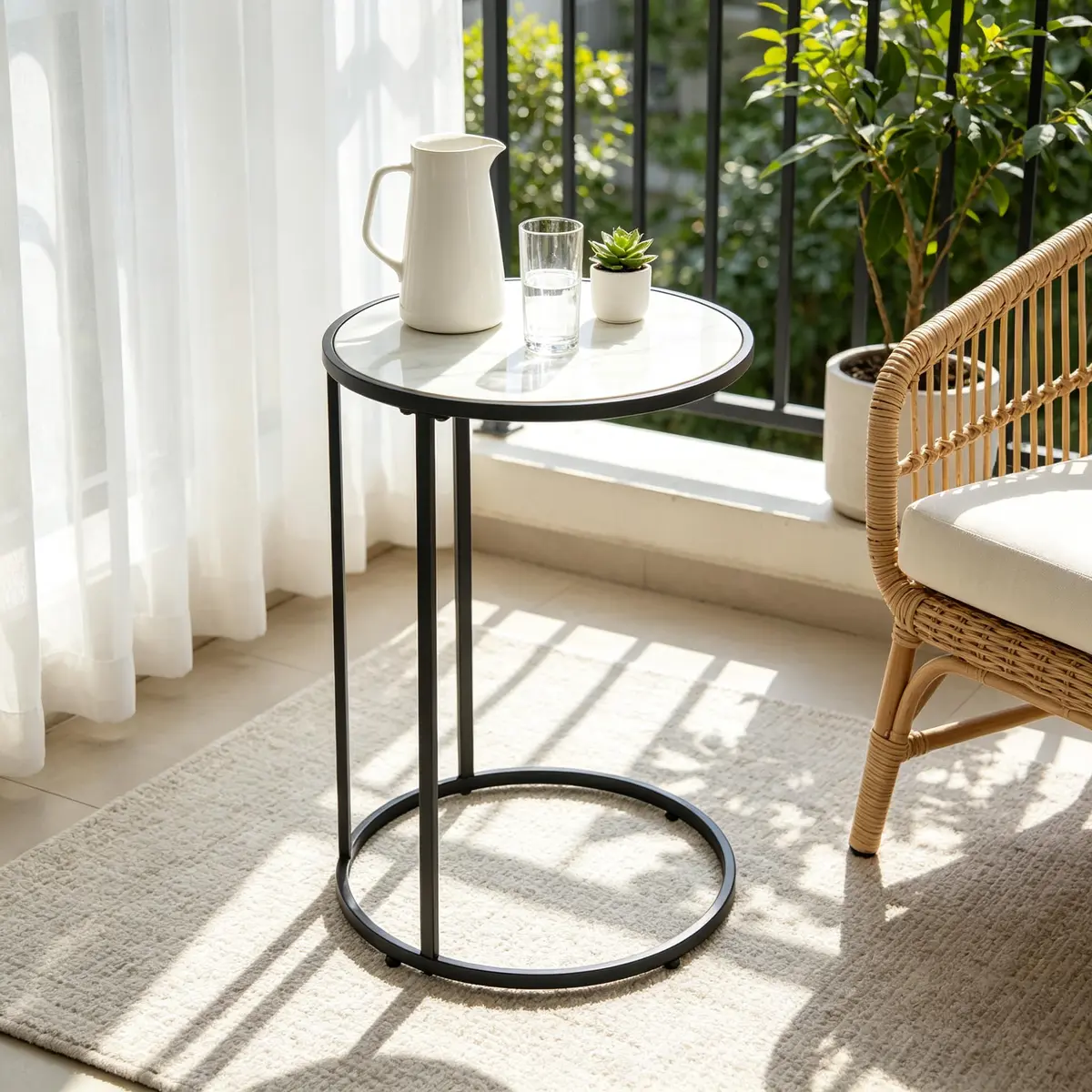 RiteSune C-Shaped Side Table 15.75 x 24.5 inches | Space-Saving Modern End Table - main product image
