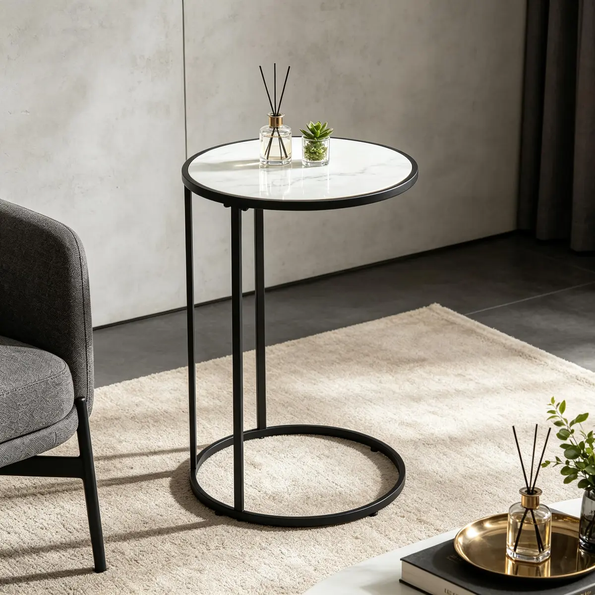 RiteSune C-Shaped Side Table 15.75 x 24.5 inches | Space-Saving Modern End Table - view 5