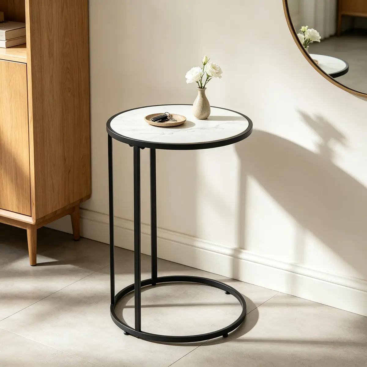 RiteSune C-Shaped Side Table 15.75 x 24.5 inches | Space-Saving Modern End Table - view 6