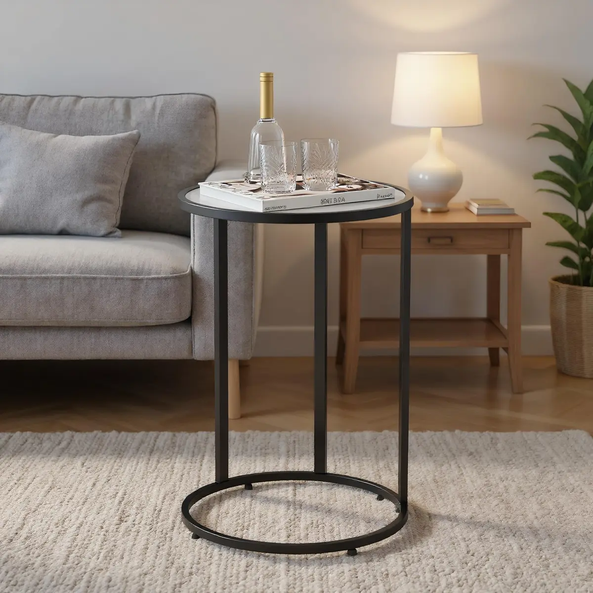 RiteSune C-Shaped Side Table 15.75 x 24.5 inches | Space-Saving Modern End Table - view 8