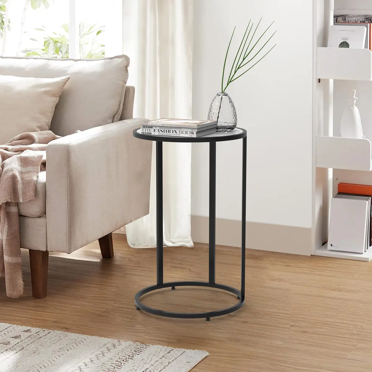 RiteSune C-Shaped Side Table 15.75 x 24.5 inches | Space-Saving Modern End Table - view 9