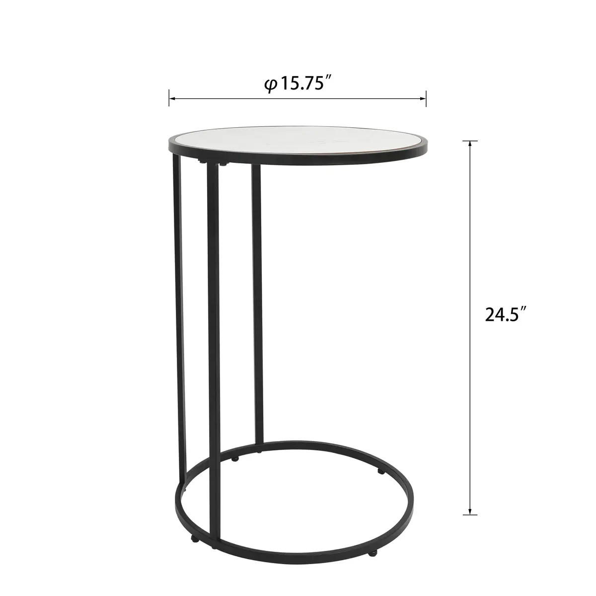 RiteSune C-Shaped Side Table 15.75 x 24.5 inches | Space-Saving Modern End Table - view 2