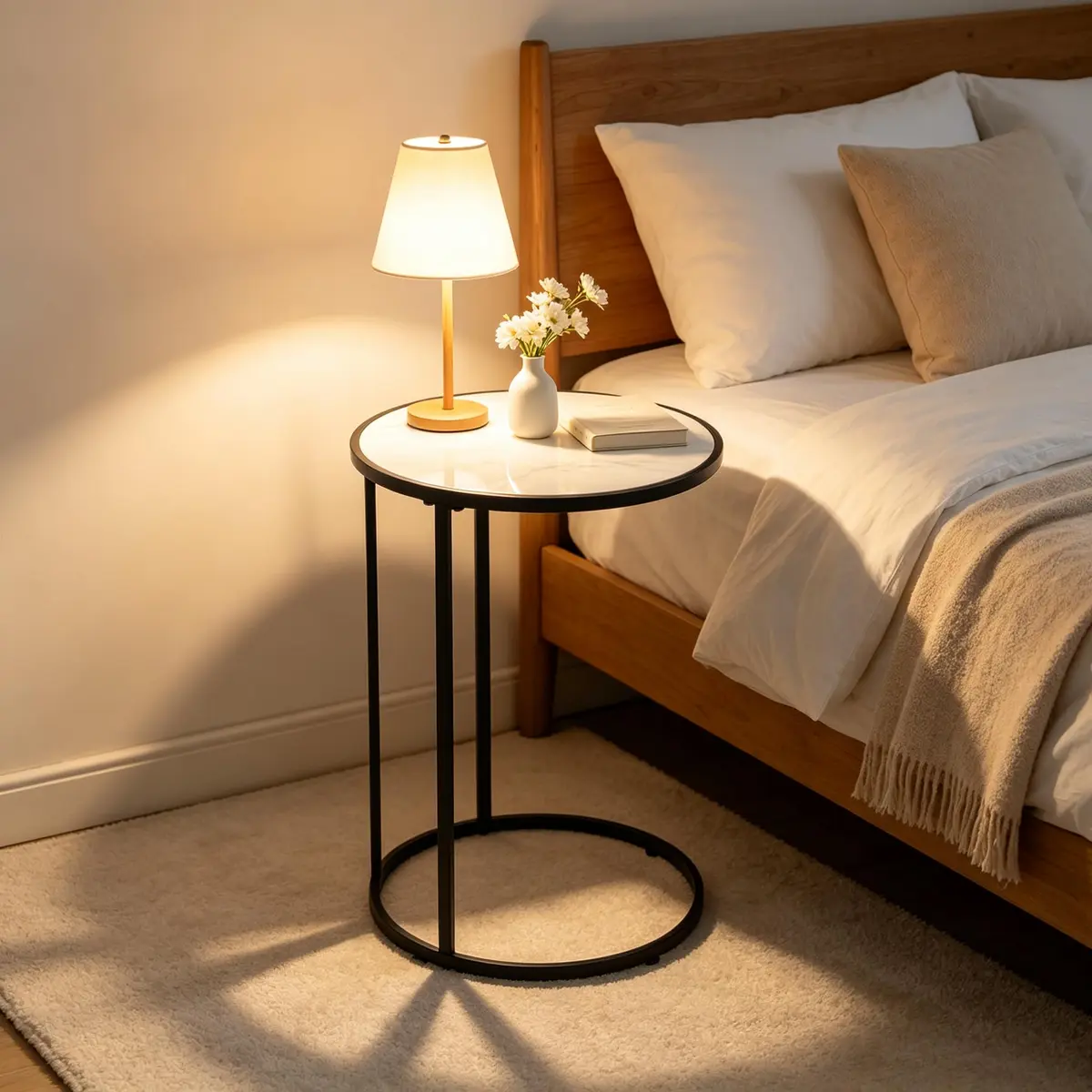 RiteSune C-Shaped Side Table 15.75 x 24.5 inches | Space-Saving Modern End Table - view 4