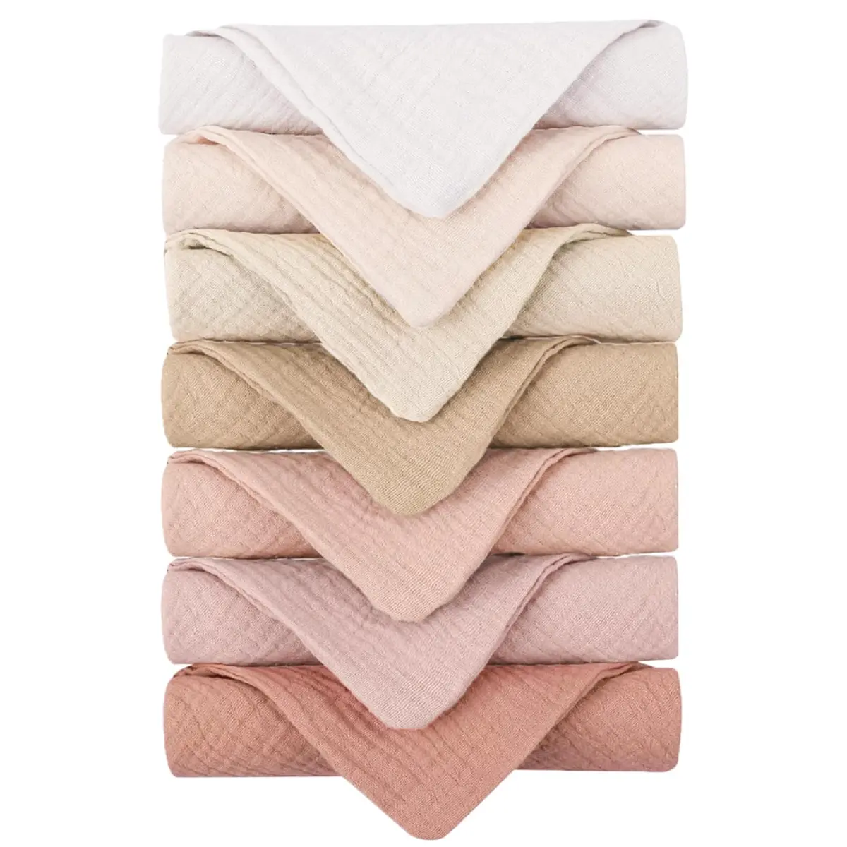 Konssy 7 Pack Muslin Baby Washcloths 28cm x 28cm (11"x11") | Soft Cotton Baby Bath Towels for Newborns - main product image