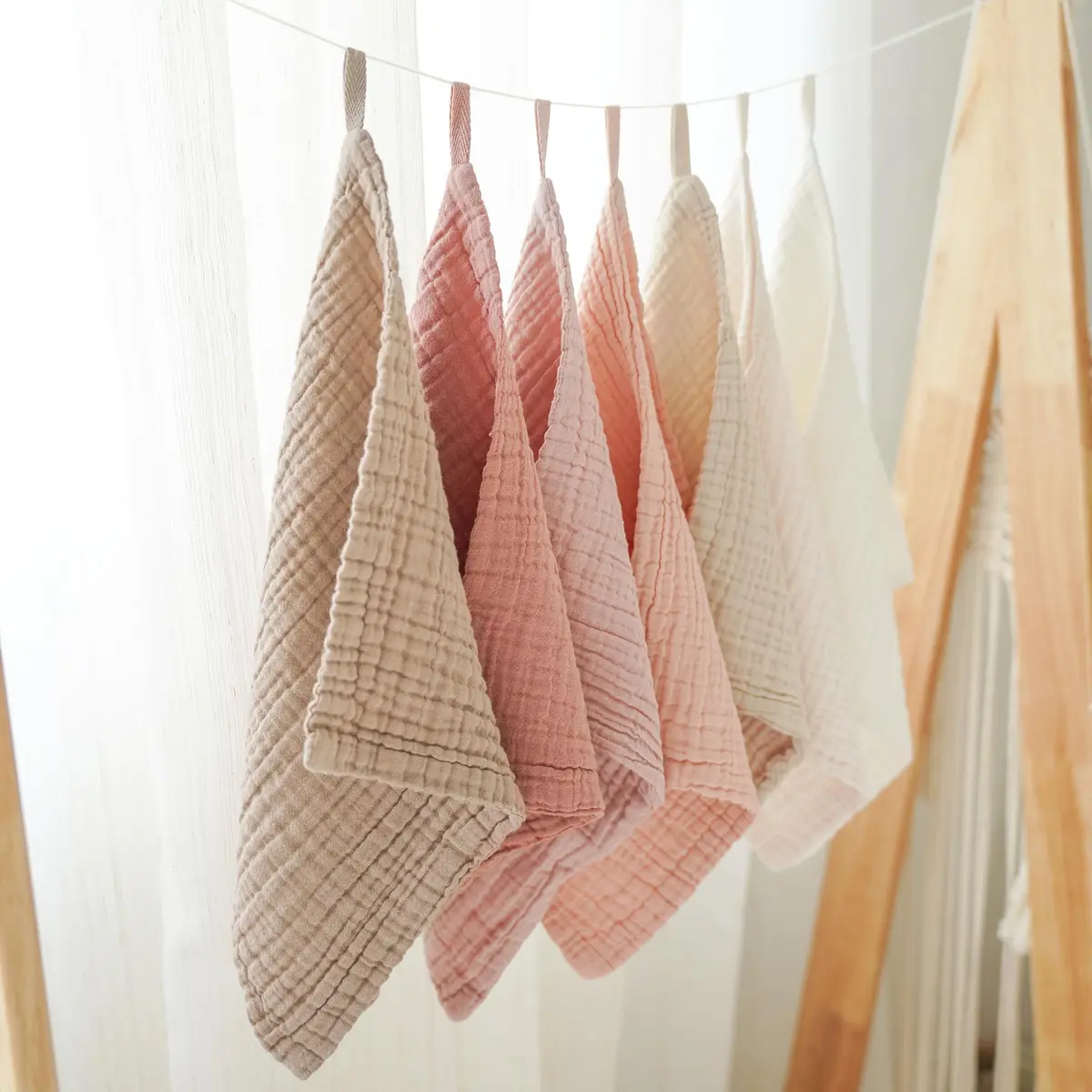 Konssy 7 Pack Muslin Baby Washcloths 28cm x 28cm (11"x11") | Soft Cotton Baby Bath Towels for Newborns - view 7