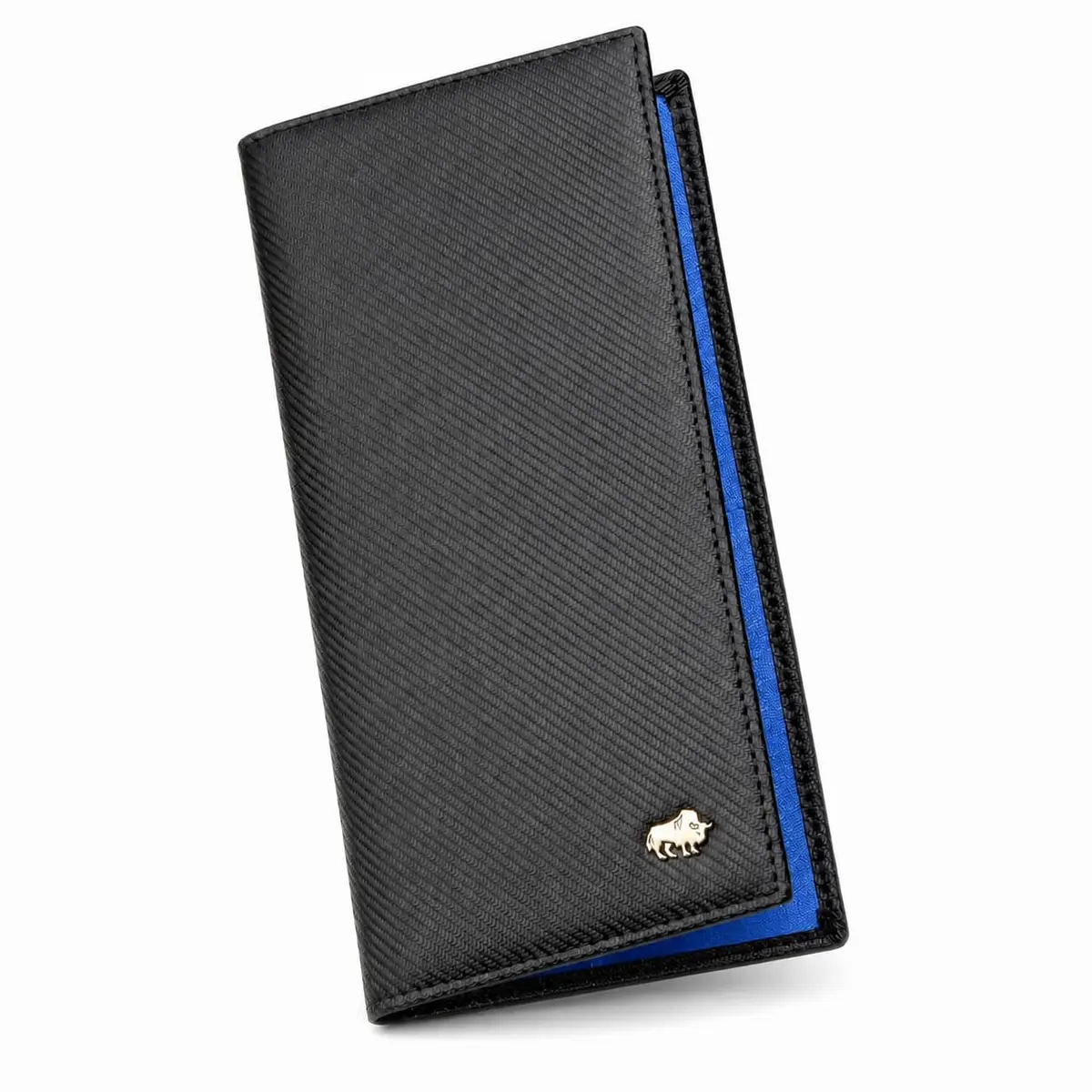 BISON DENIM Men's Long Bifold Wallet with AirTag Holder, RFID Leather, 19 cm (7.5") | Genuine Cowhide Leather - main product image