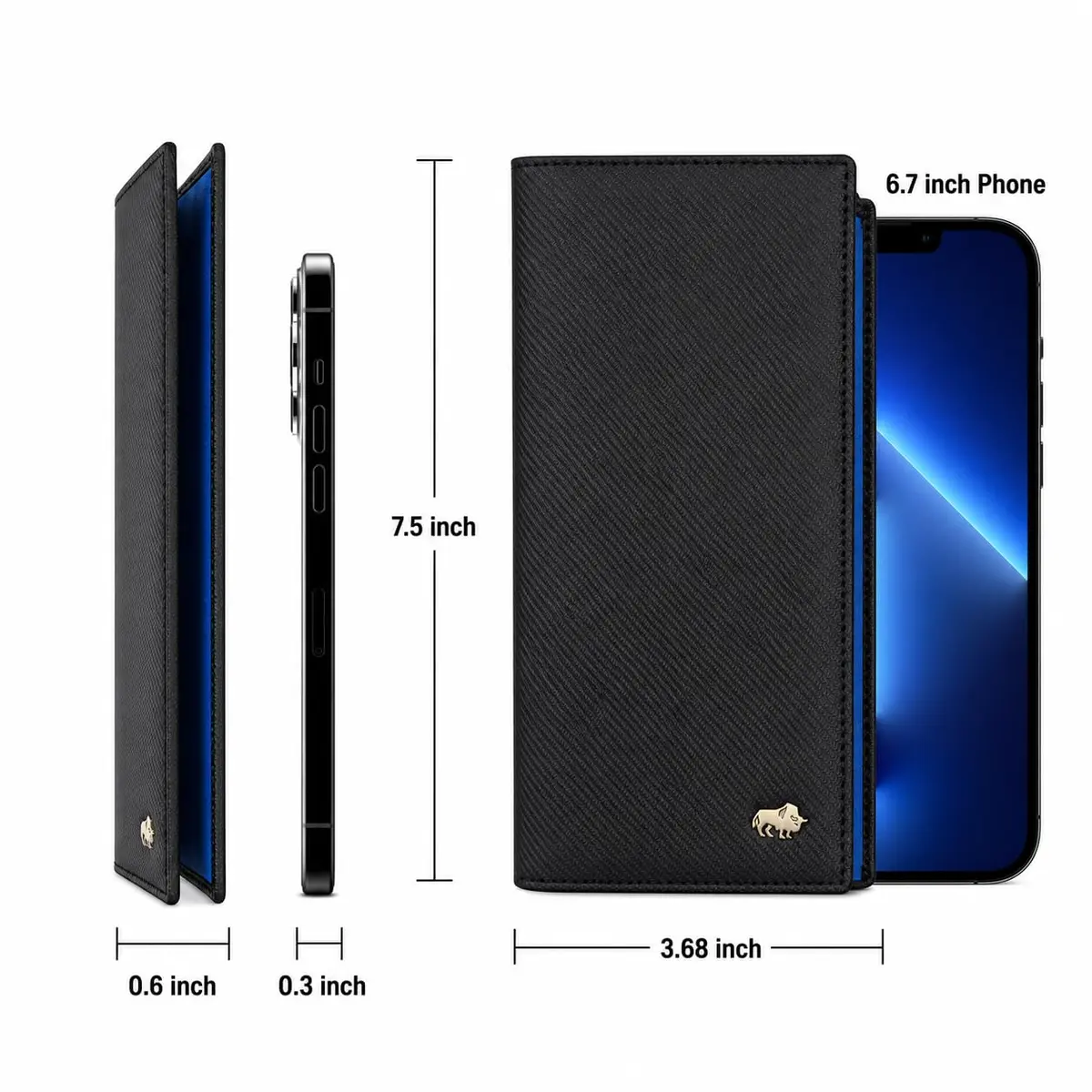 BISON DENIM Men's Long Bifold Wallet with AirTag Holder, RFID Leather, 19 cm (7.5") | Genuine Cowhide Leather - view 5
