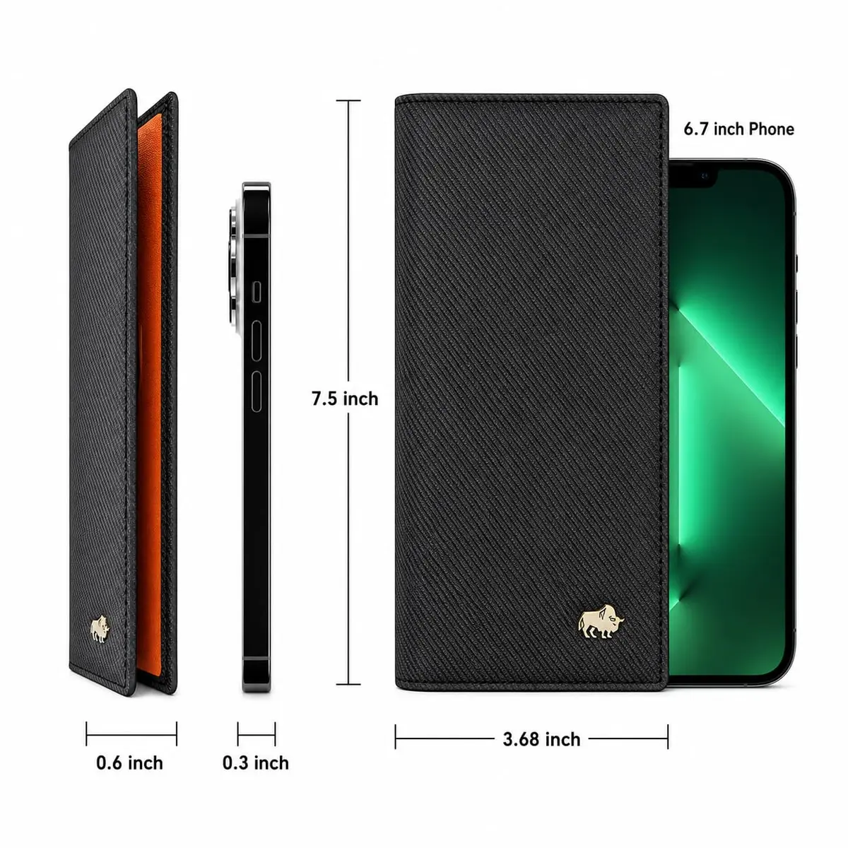 BISON DENIM Long Wallet for Men with AirTag Holder, RFID Leather Bifold | Slim, Organized, Genuine Cowhide - view 5