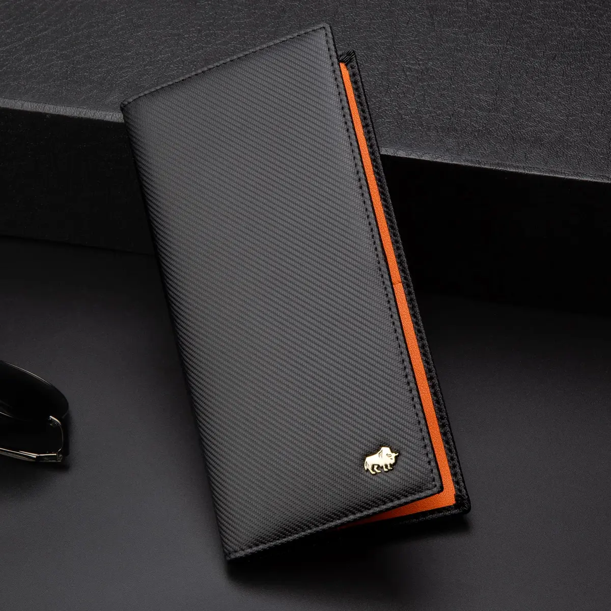 BISON DENIM Long Wallet for Men with AirTag Holder, RFID Leather Bifold | Slim, Organized, Genuine Cowhide - view 7
