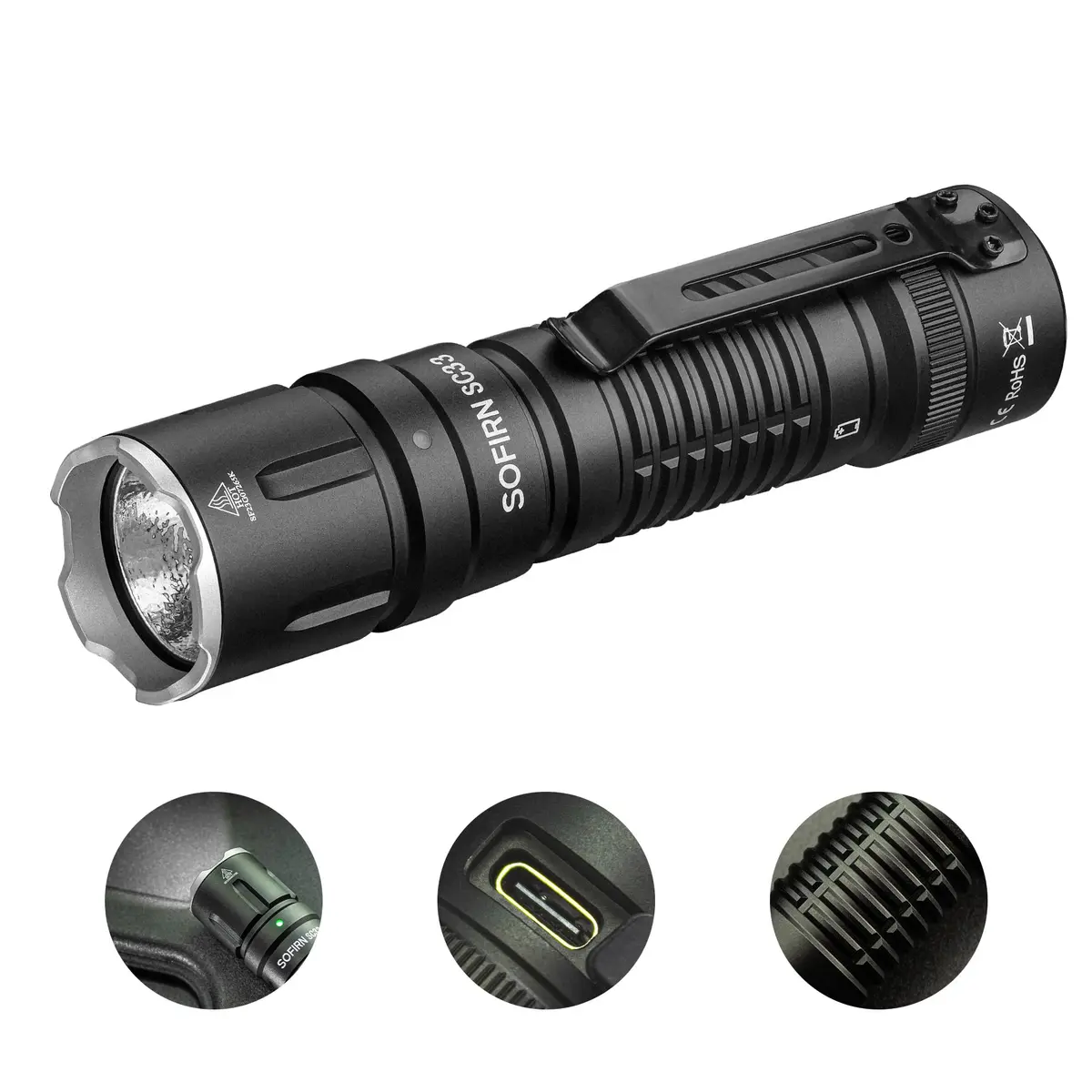 CSTEBOKE SC33 Tactical Flashlight 5200 Lumens | USB Rechargeable, 327m Beam Distance - main product image