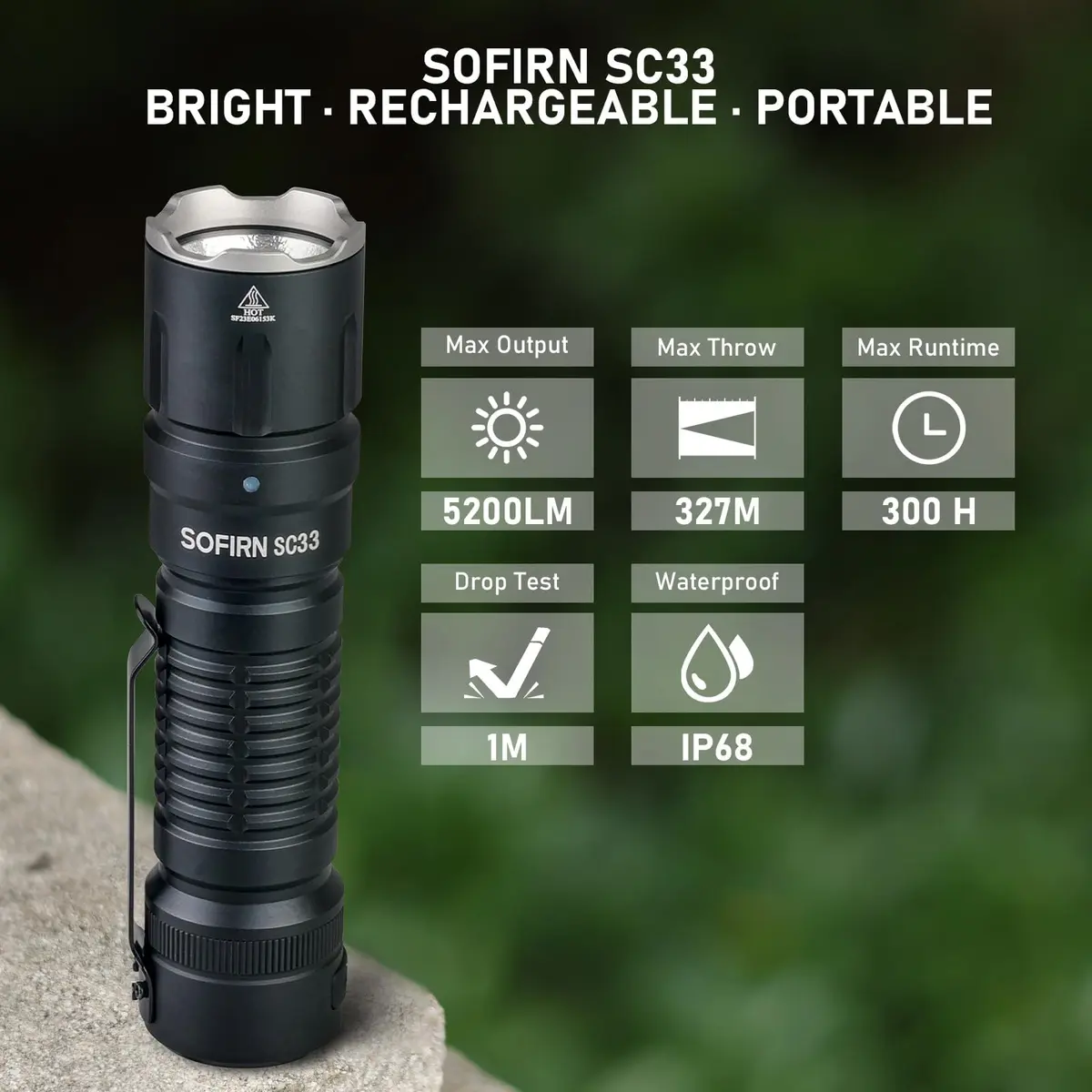CSTEBOKE SC33 Tactical Flashlight 5200 Lumens | USB Rechargeable, 327m Beam Distance - view 5