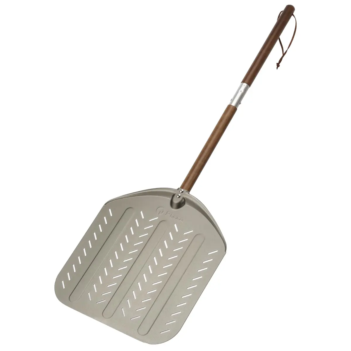 Q Pizza Perforated Pizza Peel 14" x 42" with Detachable Wood Handle & Rolling Pin Function | Lightweight Aluminum, Non-Stick, Oven-Safe - main product image