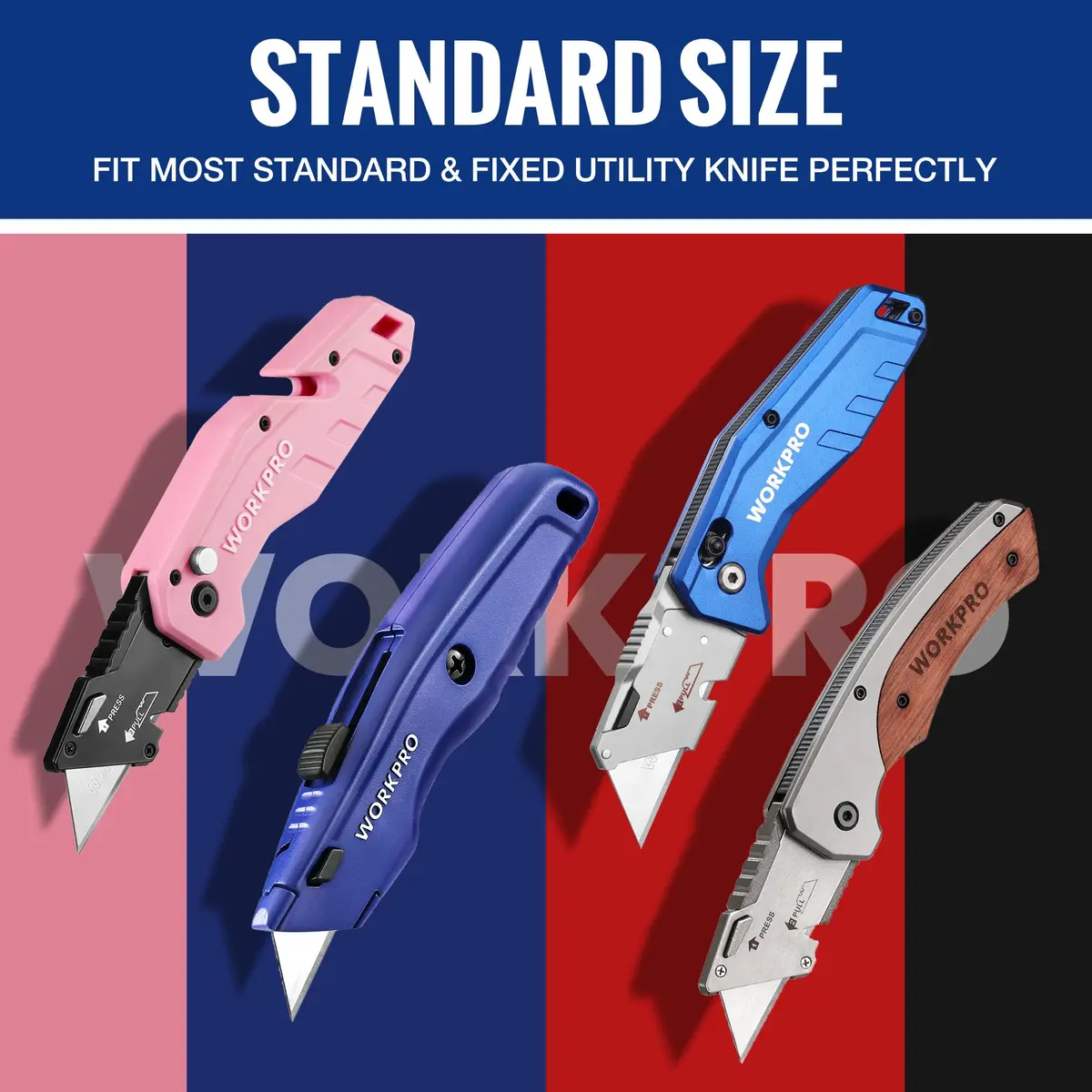 WORKPRO Utility Knife Blades 50 Pack with Dispenser | SK5 Steel Replacement Blades for DIY & Professional Use - view 3