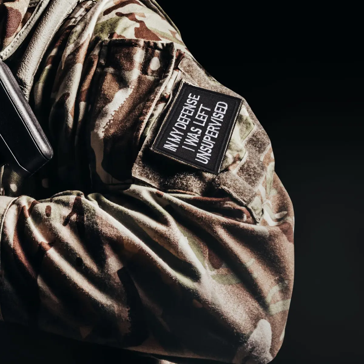 TXSN "In My Defense I Was Left Unsupervised" Morale Patch 8cm x 5cm (2" x 3.2") | Tactical Hook & Loop Embroidery - view 4