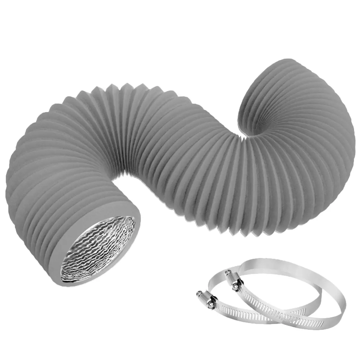 TEAIERXY 4 Inch 25ft Dryer Vent Hose | Flexible Insulated Air Ducting for HVAC Ventilation (Grey) - main product image
