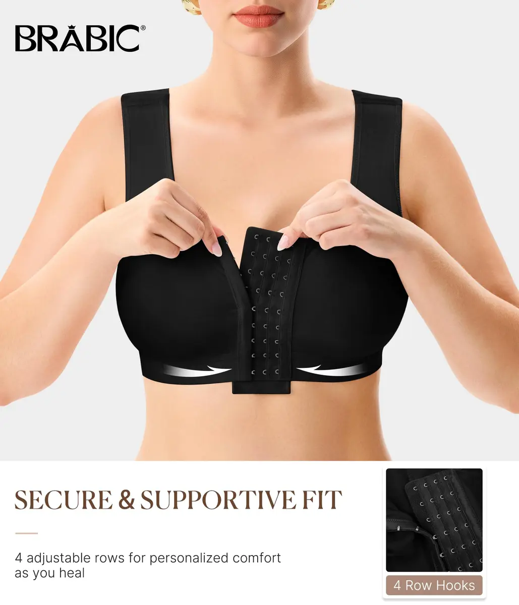 BRABIC Women's Post-Surgery Compression Bra with Front Closure & Adjustable Straps, Medium | Post-Mastectomy Support - view 4