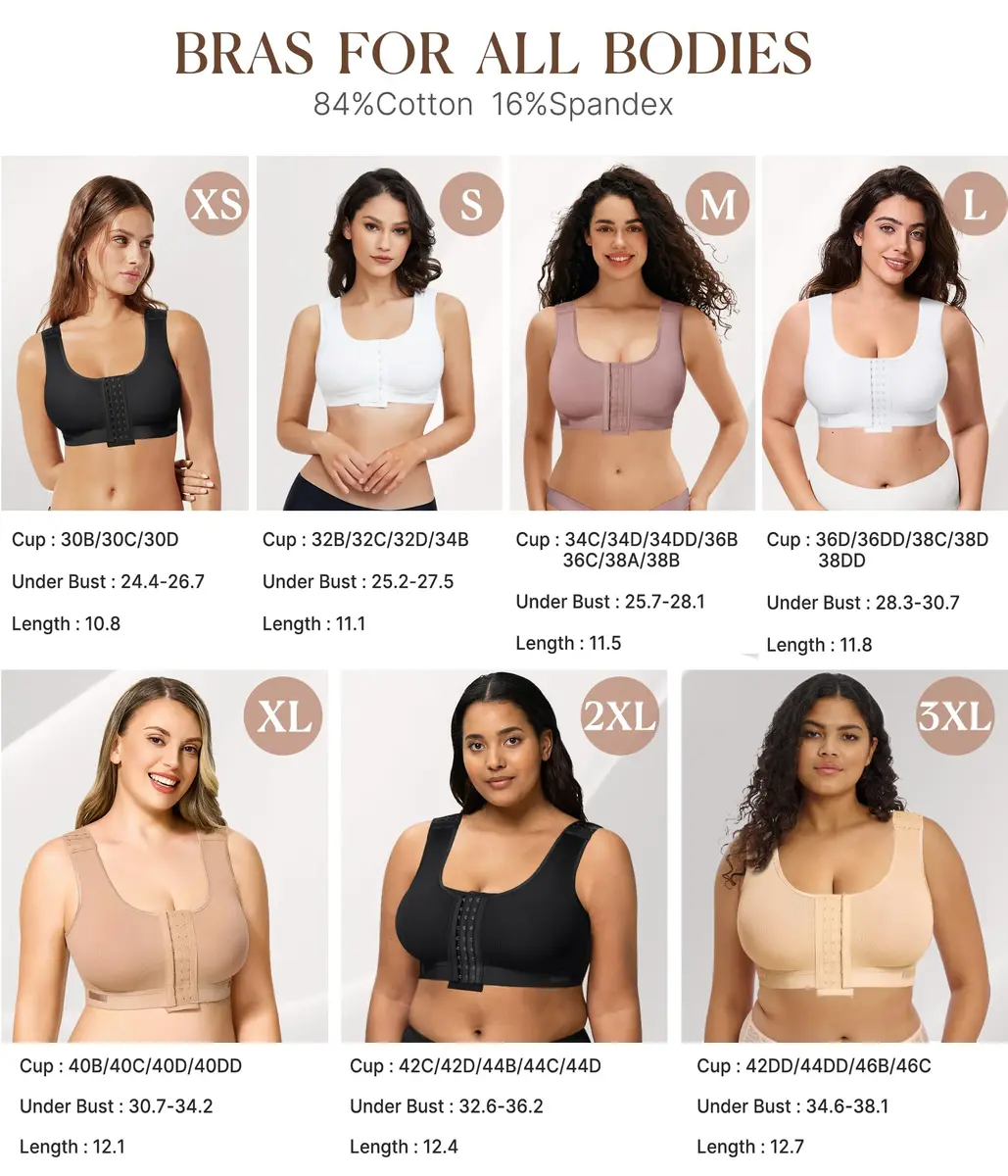 BRABIC Women's Post-Surgery Compression Bra with Front Closure & Adjustable Straps, Medium | Post-Mastectomy Support - view 5