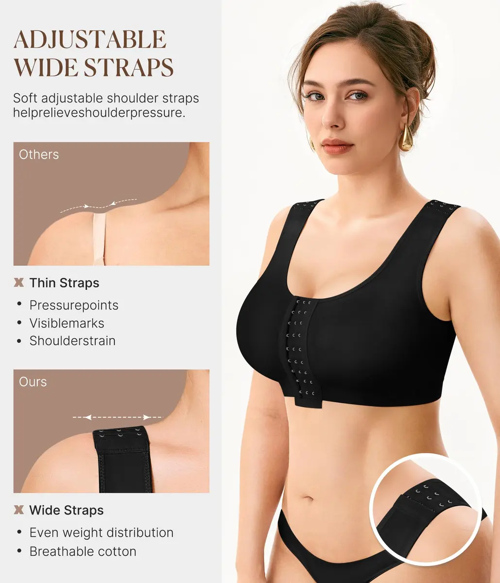 BRABIC Women's Post-Surgery Compression Bra with Front Closure & Adjustable Straps, Medium | Post-Mastectomy Support - view 3