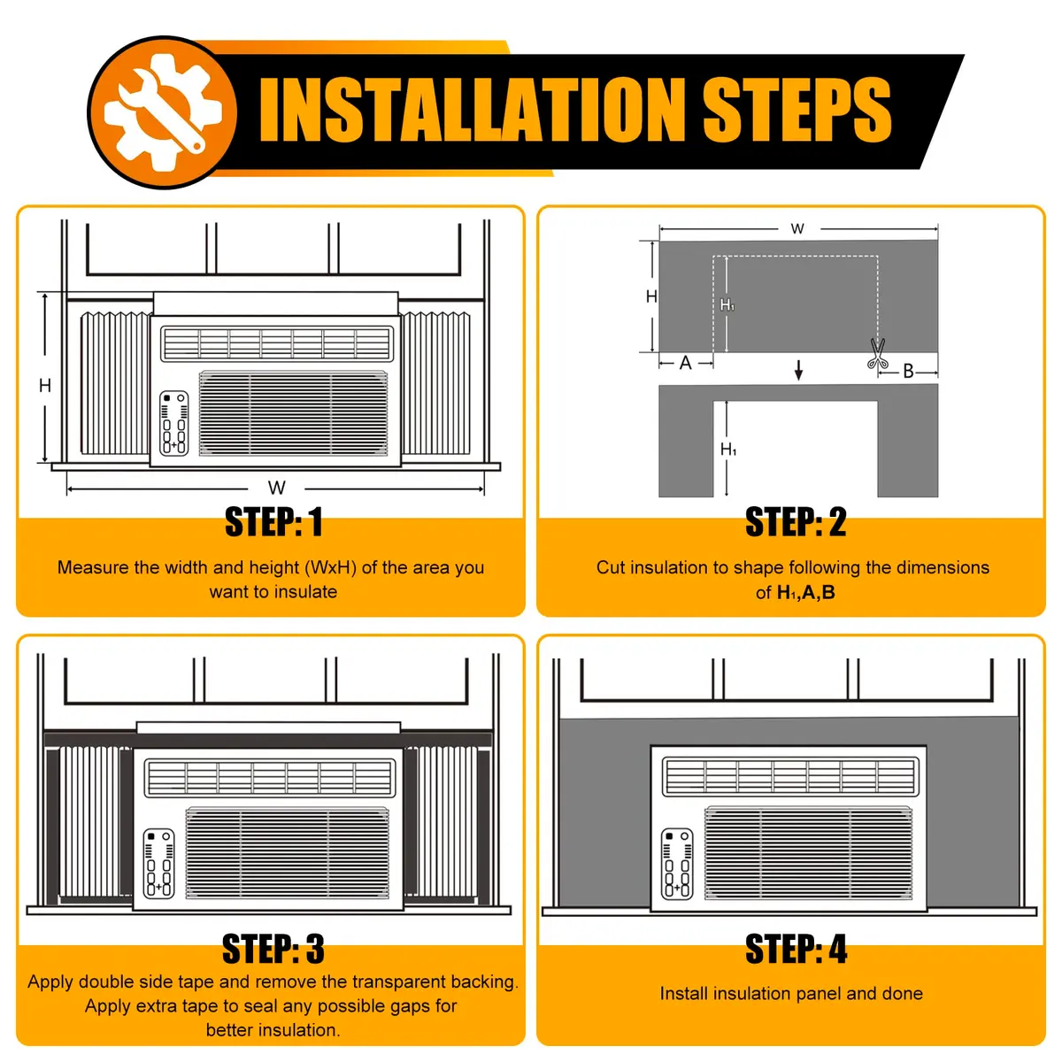 LBG Products Window Air Conditioner Side Panels White Full Surround AC Foam Panel for Indoor Units 39" x 17" | Insulation for All Seasons - view 6