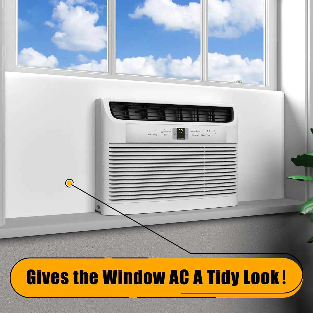 LBG Products Window Air Conditioner Side Panels White Full Surround AC Foam Panel for Indoor Units 39" x 17" | Insulation for All Seasons - view 7