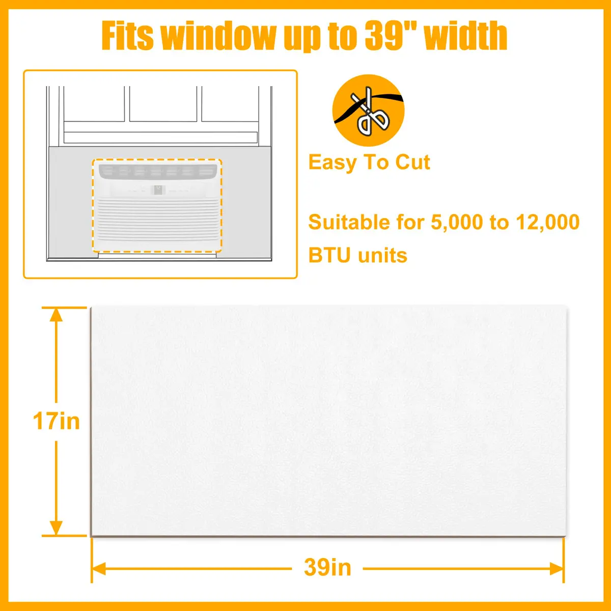 LBG Products Window Air Conditioner Side Panels White Full Surround AC Foam Panel for Indoor Units 39" x 17" | Insulation for All Seasons - view 2
