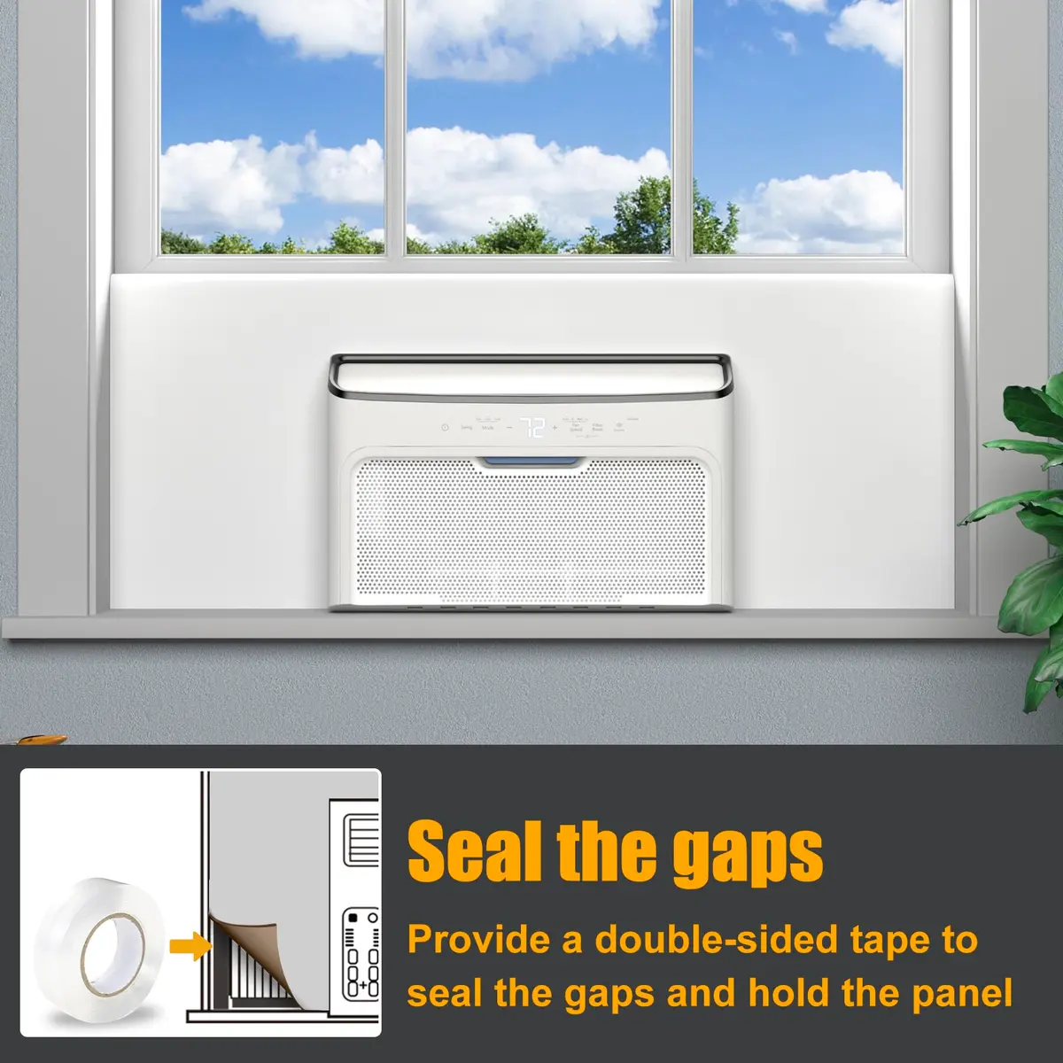 LBG Products Window Air Conditioner Side Panels White Full Surround AC Foam Panel for Indoor Units 39" x 17" | Insulation for All Seasons - view 4