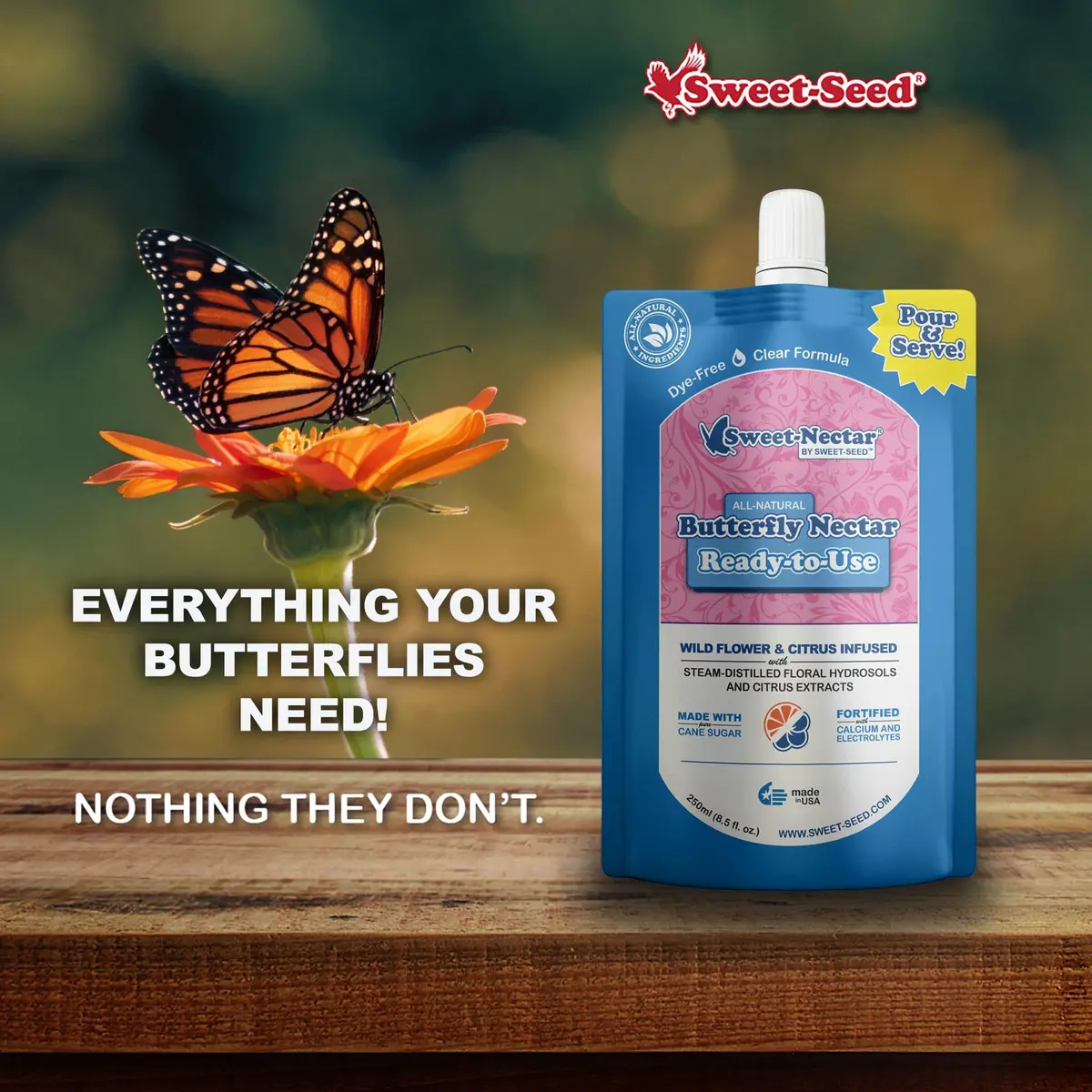 sweet-seed Butterfly Nectar 8oz | Extends Nectar Life for Butterfly Feeders - view 6