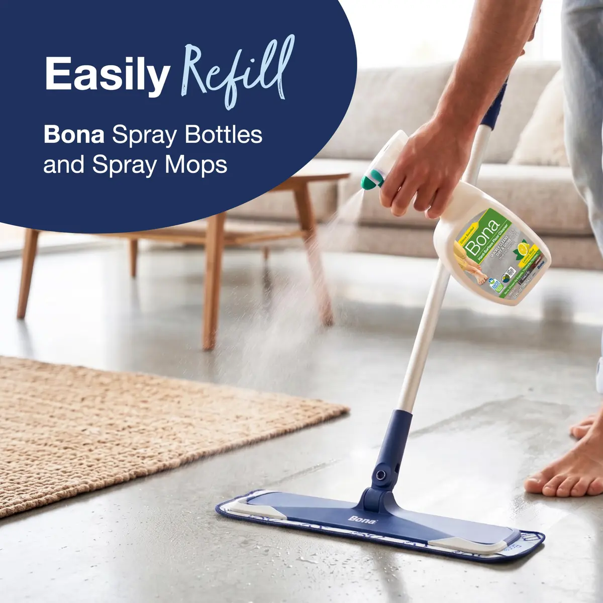 Bona Multi-Surface Floor Cleaner Concentrate Lemon Mint Scent 4 fl oz (Makes 128 fl oz Total) | pH Neutral Formula for Stone, Tile, Laminate, Vinyl, Sealed Hardwood - view 7