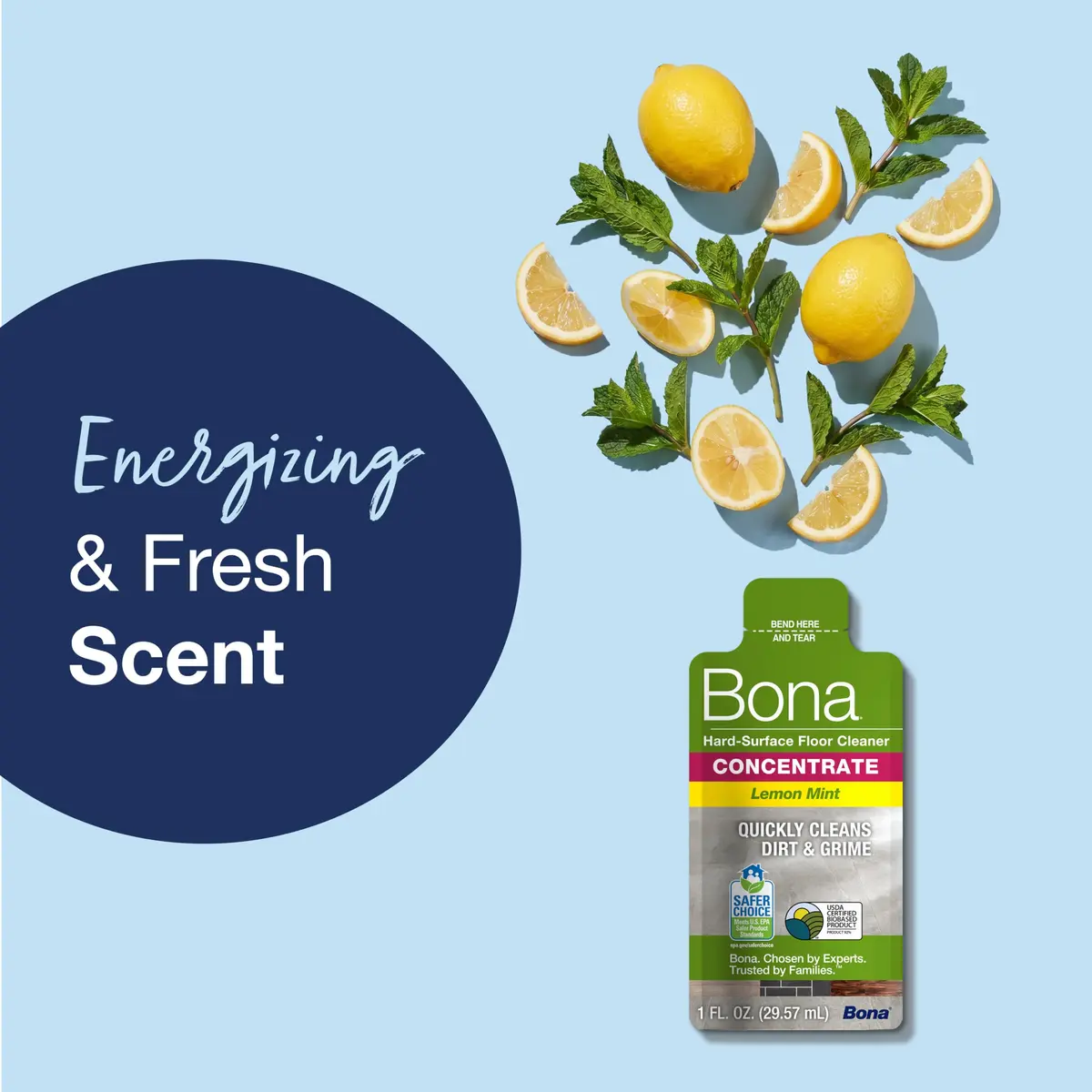 Bona Multi-Surface Floor Cleaner Concentrate Lemon Mint Scent 4 fl oz (Makes 128 fl oz Total) | pH Neutral Formula for Stone, Tile, Laminate, Vinyl, Sealed Hardwood - view 9