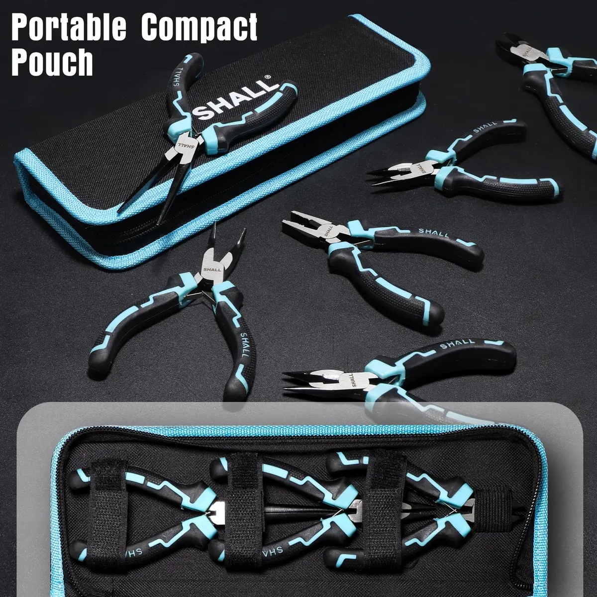SHALL Mini Pliers Set, 6-Piece Small Pliers Tool Set Includes Needle Nose, Long Nose, Bent Nose, Diagonal, End Cutting & Linesman for Crafts & Repair | Compact & Durable - view 5