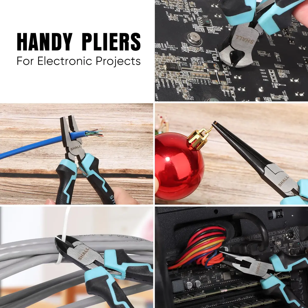 SHALL Mini Pliers Set, 6-Piece Small Pliers Tool Set Includes Needle Nose, Long Nose, Bent Nose, Diagonal, End Cutting & Linesman for Crafts & Repair | Compact & Durable - view 6