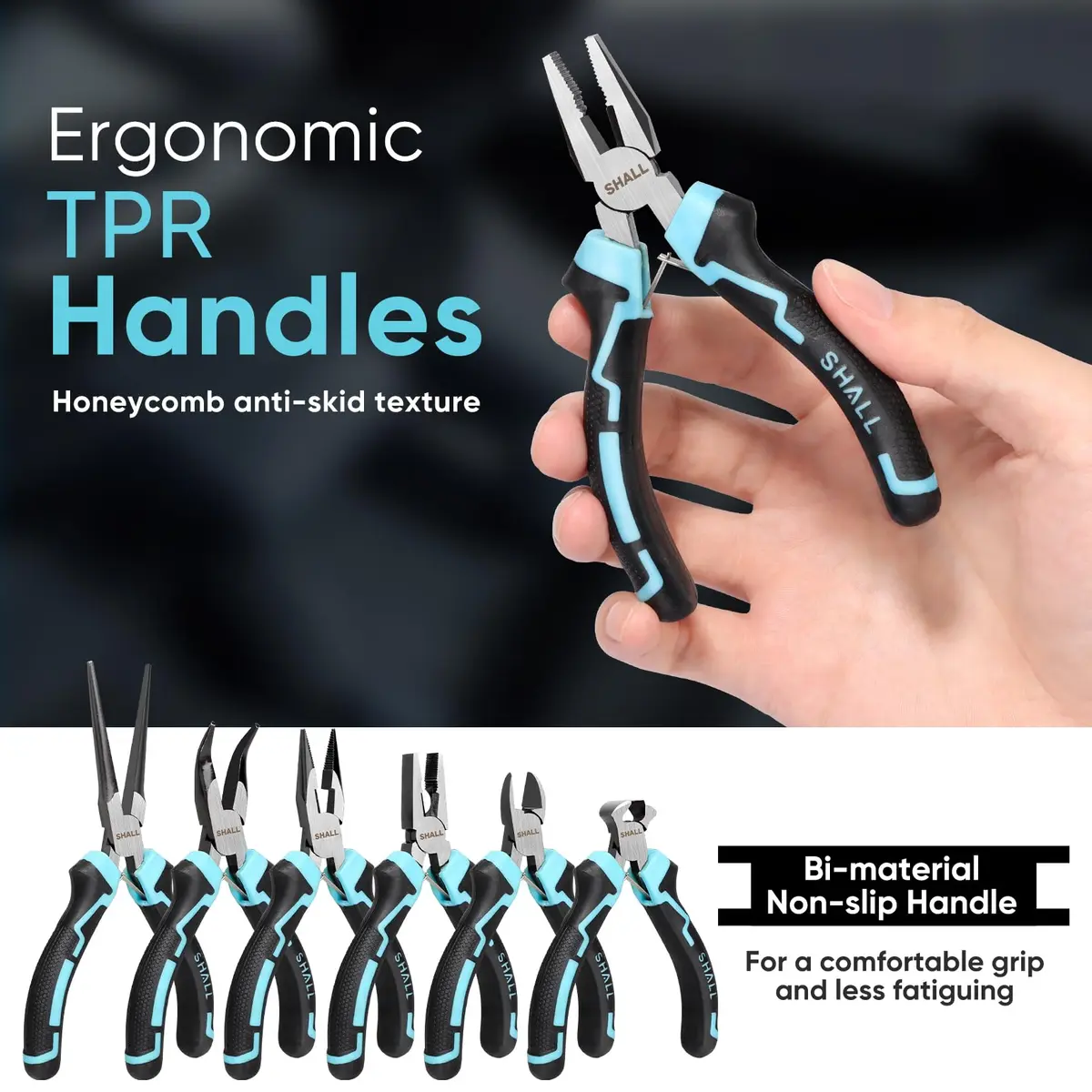 SHALL Mini Pliers Set, 6-Piece Small Pliers Tool Set Includes Needle Nose, Long Nose, Bent Nose, Diagonal, End Cutting & Linesman for Crafts & Repair | Compact & Durable - view 3