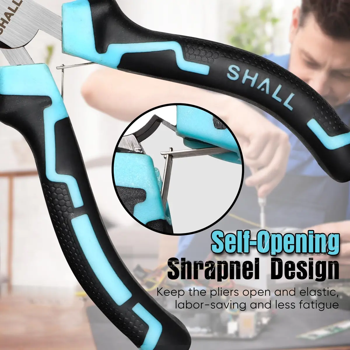 SHALL Mini Pliers Set, 6-Piece Small Pliers Tool Set Includes Needle Nose, Long Nose, Bent Nose, Diagonal, End Cutting & Linesman for Crafts & Repair | Compact & Durable - view 4