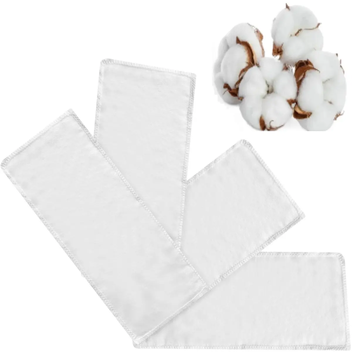 Cogetoro Organic 4 Pack Small Cotton Flannel Inserts for Castor Oil Pack Wrap | Reusable & Washable for Eyes, Neck, Elbow, Knee & Belly Button - main product image