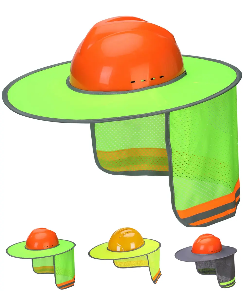 UNCO Industrial Hard Hat Sun Shield Green | Full & Standard Brim Mesh Sunshade with Reflective - main product image