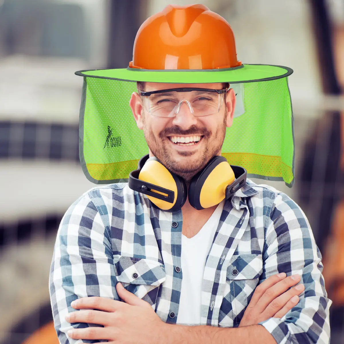 UNCO Industrial Hard Hat Sun Shield Green | Full & Standard Brim Mesh Sunshade with Reflective - view 6
