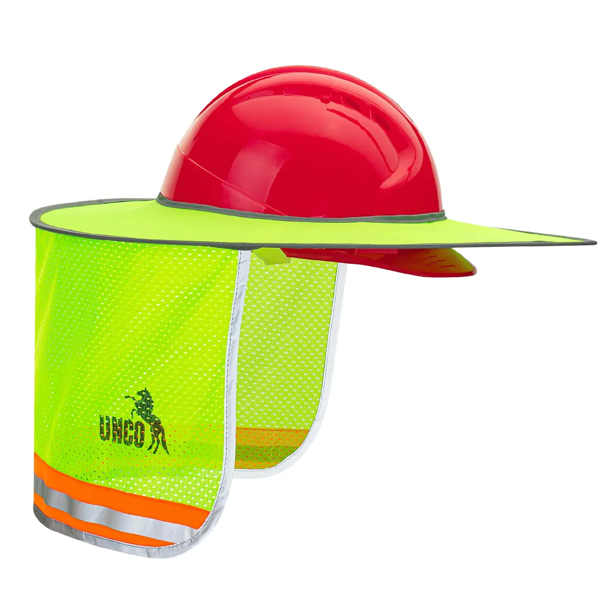 UNCO Industrial Hard Hat Sun Shield Green | Full & Standard Brim Mesh Sunshade with Reflective - view 7