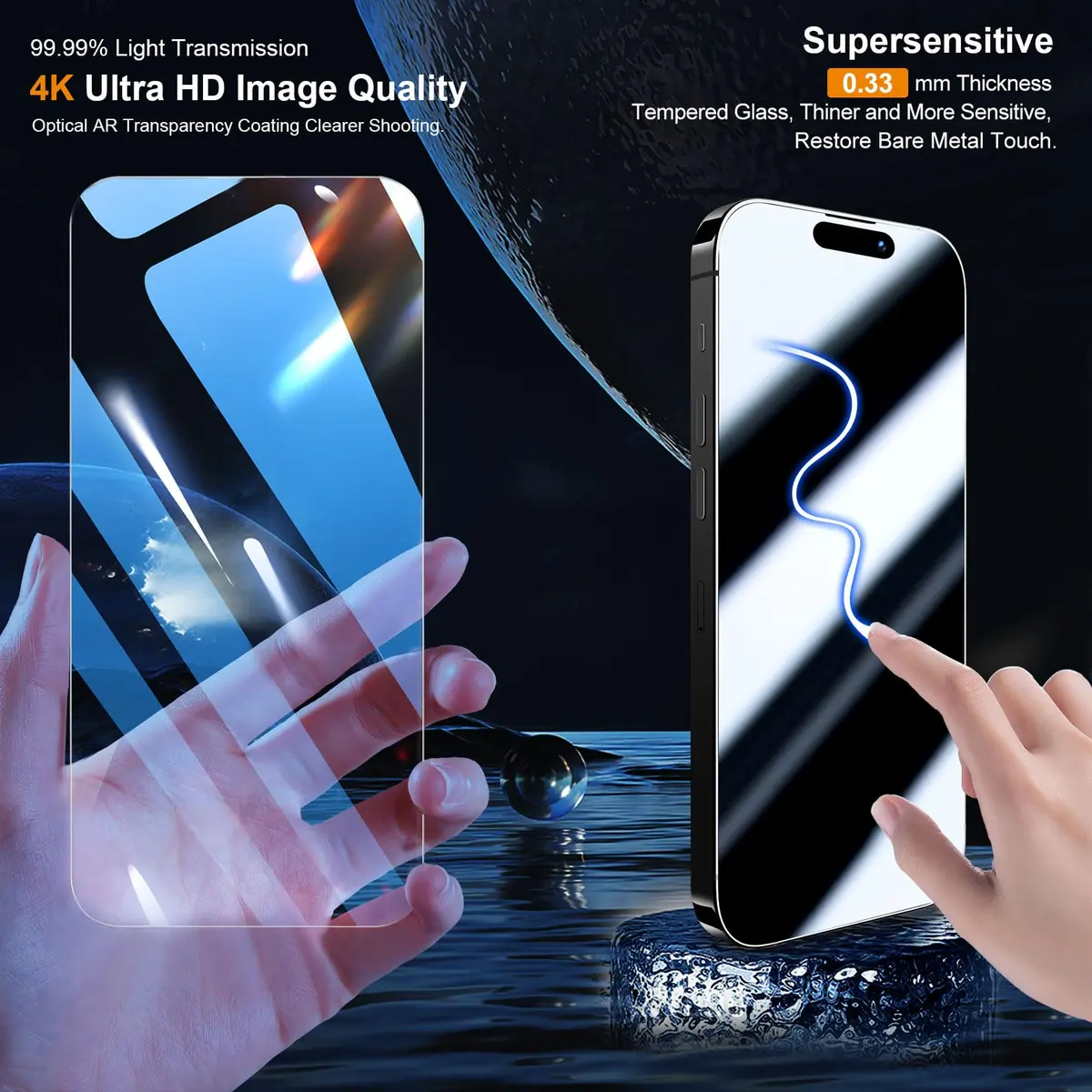 QHOHQ 3 Pack Screen Protector for iPhone 15 6.1 Inch | HD Clear, 9H Hardness, Bubble-Free - view 2