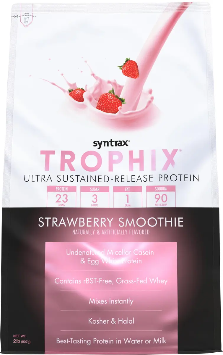 Syntrax Trophix Ultra Sustained-Release Protein, Strawberry Smoothie | Extended Amino Acid Delivery (70-120 chars) - main product image