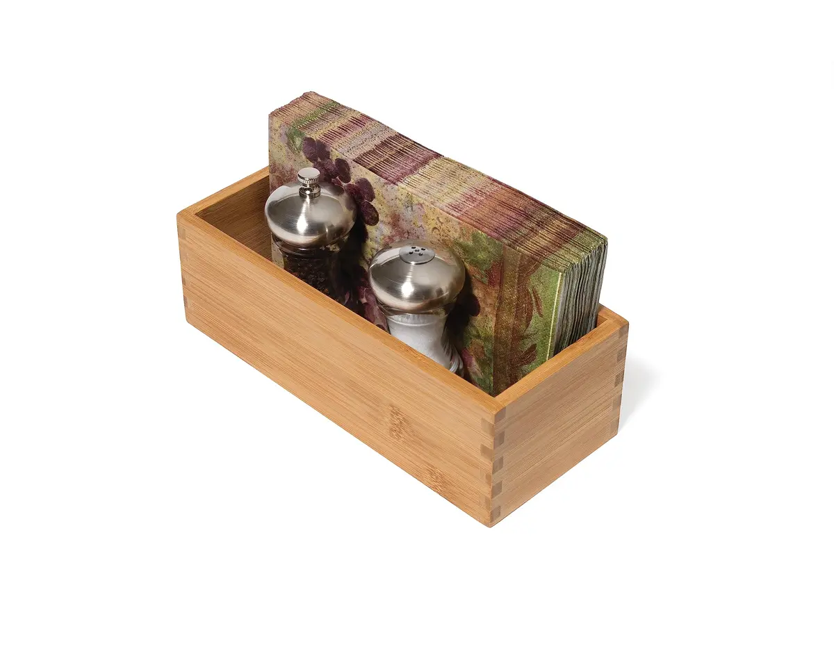 Lipper International Bamboo Wood Utensil Holder Storage Box for Cooking Tools, 4" x 9 1/4" x 3" | Versatile Organizer for Kitchen, Makeup & Office - view 5