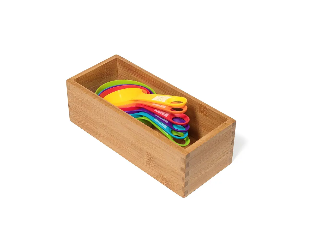 Lipper International Bamboo Wood Utensil Holder Storage Box for Cooking Tools, 4" x 9 1/4" x 3" | Versatile Organizer for Kitchen, Makeup & Office - view 6