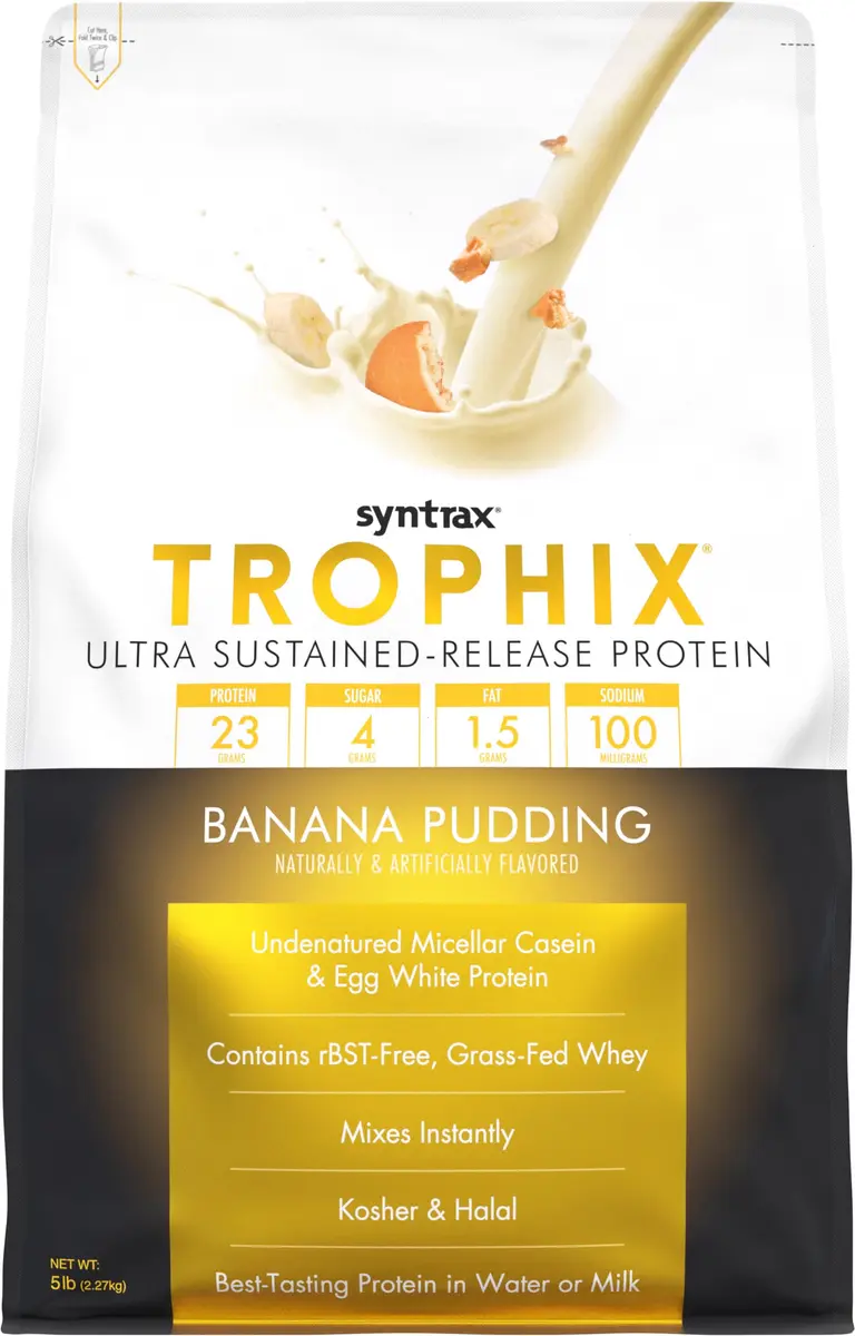 Syntrax Trophix Ultra Sustained-Release Protein Banana Pudding 5 lb | Supports Muscle Recovery & Satiety - main product image