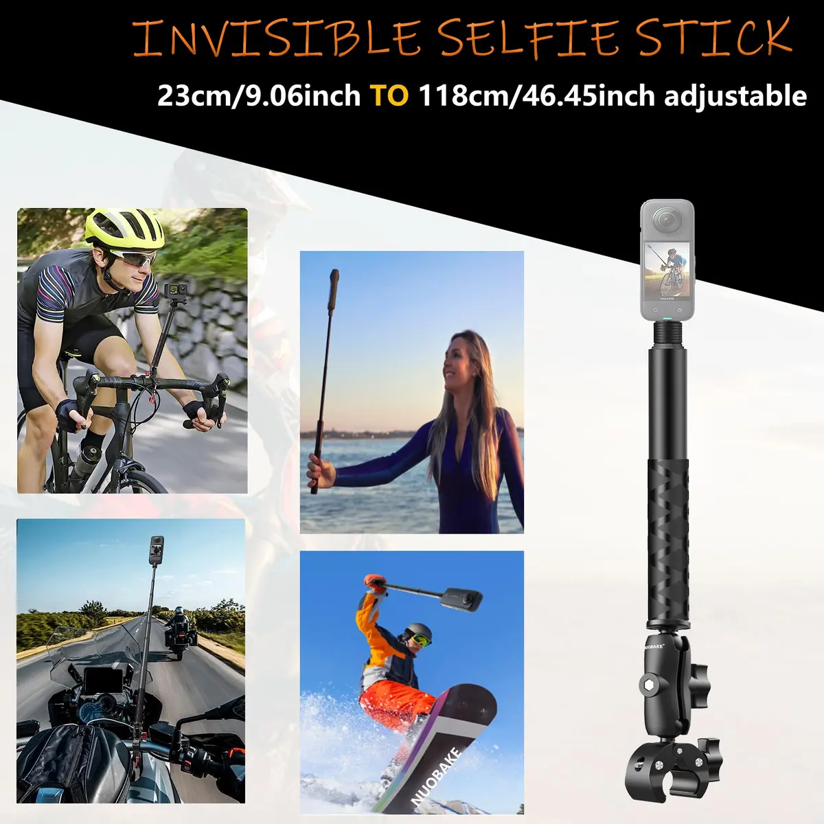 nuobake Universal Insta 360 X5 Motorcycle Bundle | 1/4" Camera Mount, Bike Mount Kit for Action Cameras - view 2