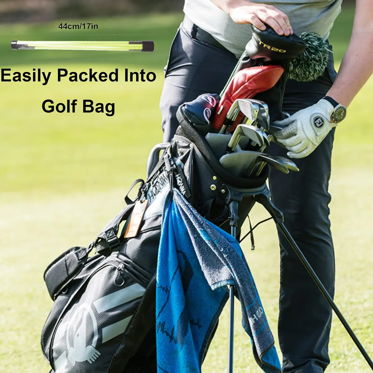 Eshan Golf Alignment Sticks with Storage Tube | Foldable Swing Training Aids for Beginners (Black, 48") - view 5