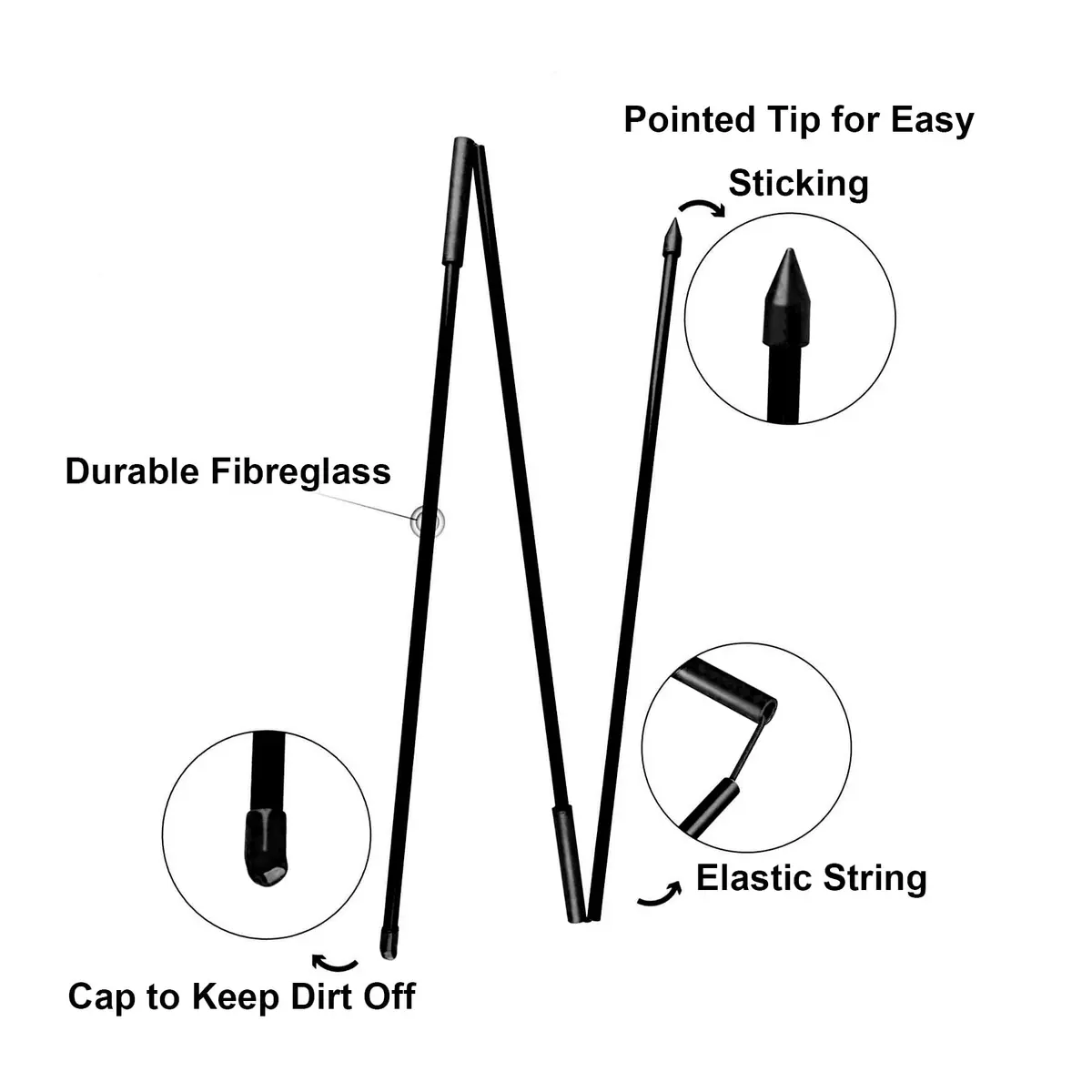 Eshan Golf Alignment Sticks with Storage Tube | Foldable Swing Training Aids for Beginners (Black, 48") - view 3