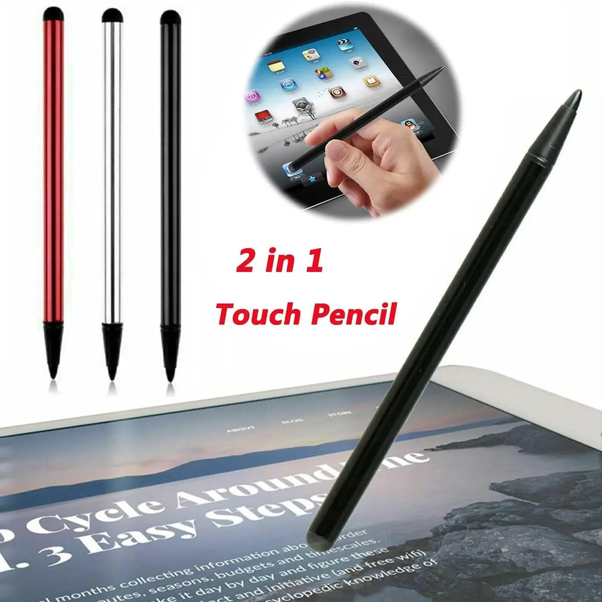 baolaili Universal Stylus Pens for Touch Screens (2-Pack, Black) | Dual Tip for Capacitive & Resistive Screens - view 4