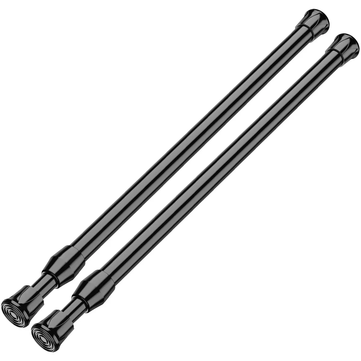 ZipGlo Black Spring Tension Curtain Rods 20 cm (8") - 2 Pcs | No-Drill Installation for Windows & Closets - main product image