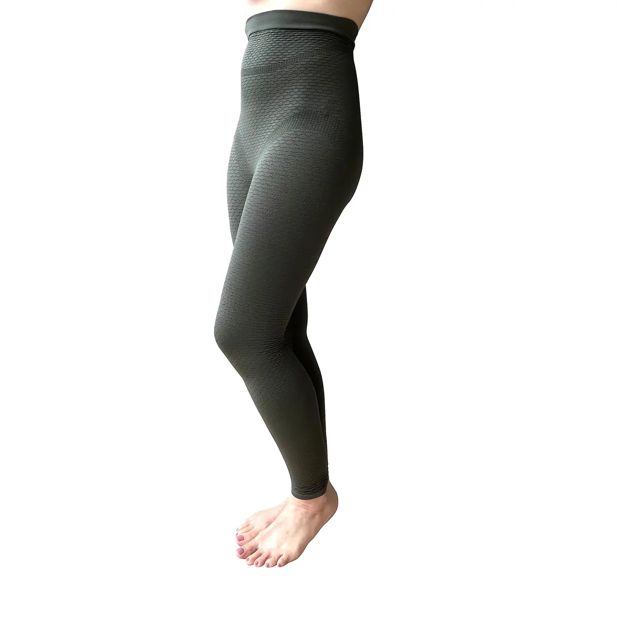 Bioflect Compression Leggings with Bioactive Raised Massaging Knit | Support & Comfort in Olive M/L - view 3