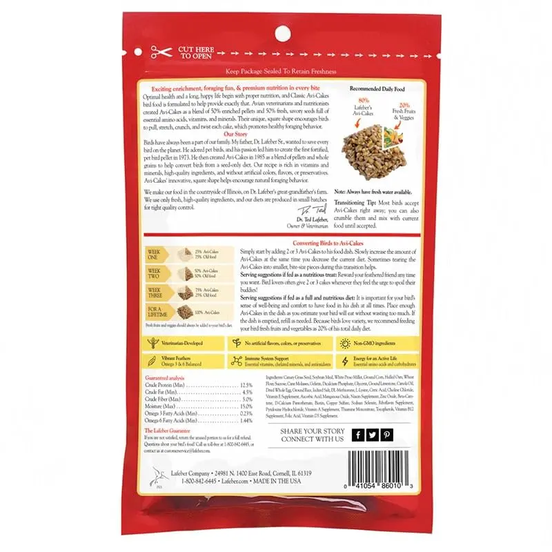 LAFEBER'S Classic Avi-Cakes Pet Bird Food 16 oz (454 g) | Non-GMO & Human-Grade Ingredients for Small Birds - view 5