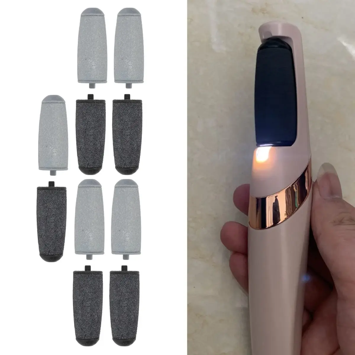 Zerone Replacement Roller Heads for Electric Foot File 10pc (Coarse & Fine) | Sandstone & ABS - view 7